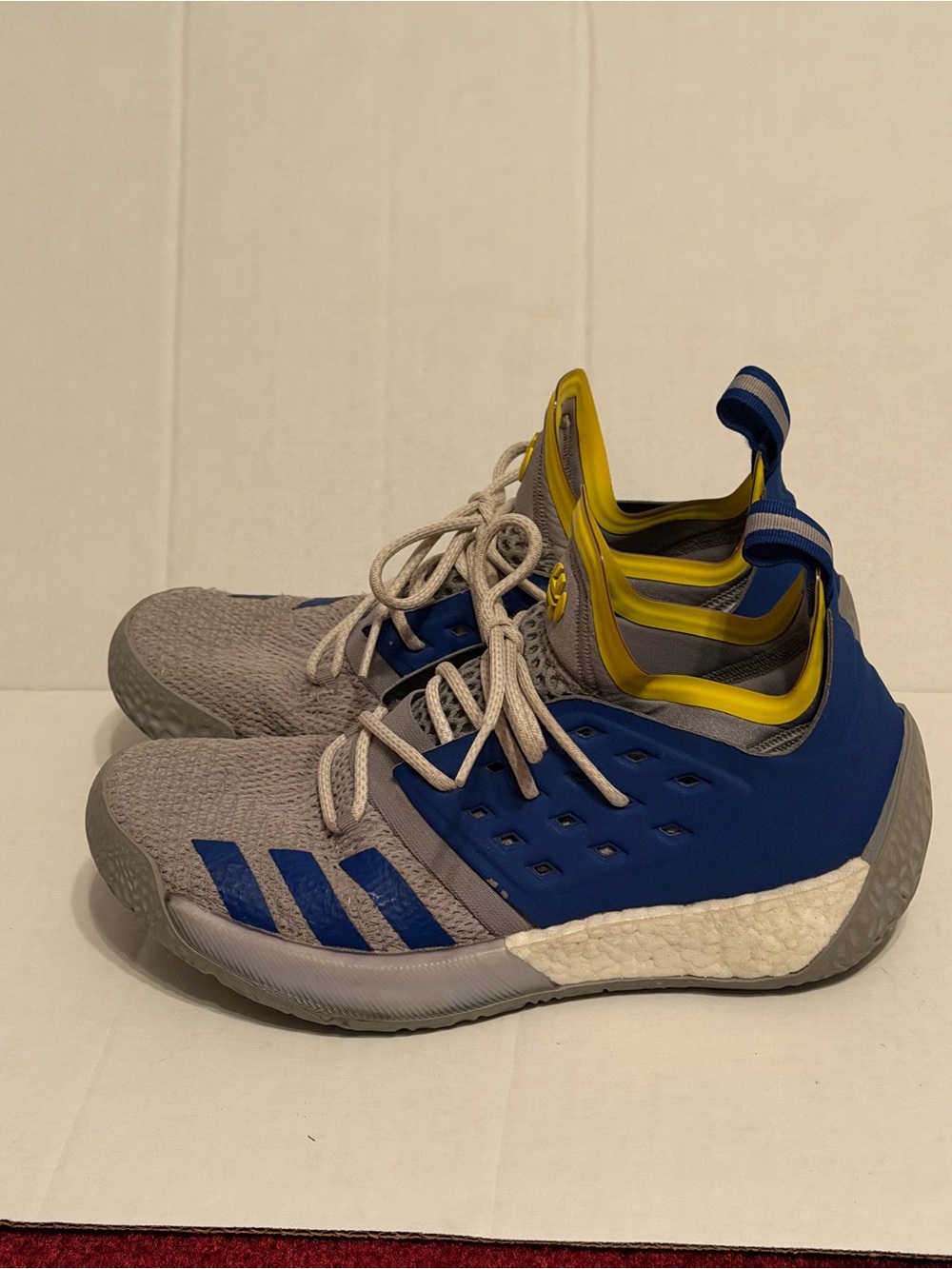 Adidas Harden Vol 3 Basketball Sneakers in Gray, Blue and Yellow